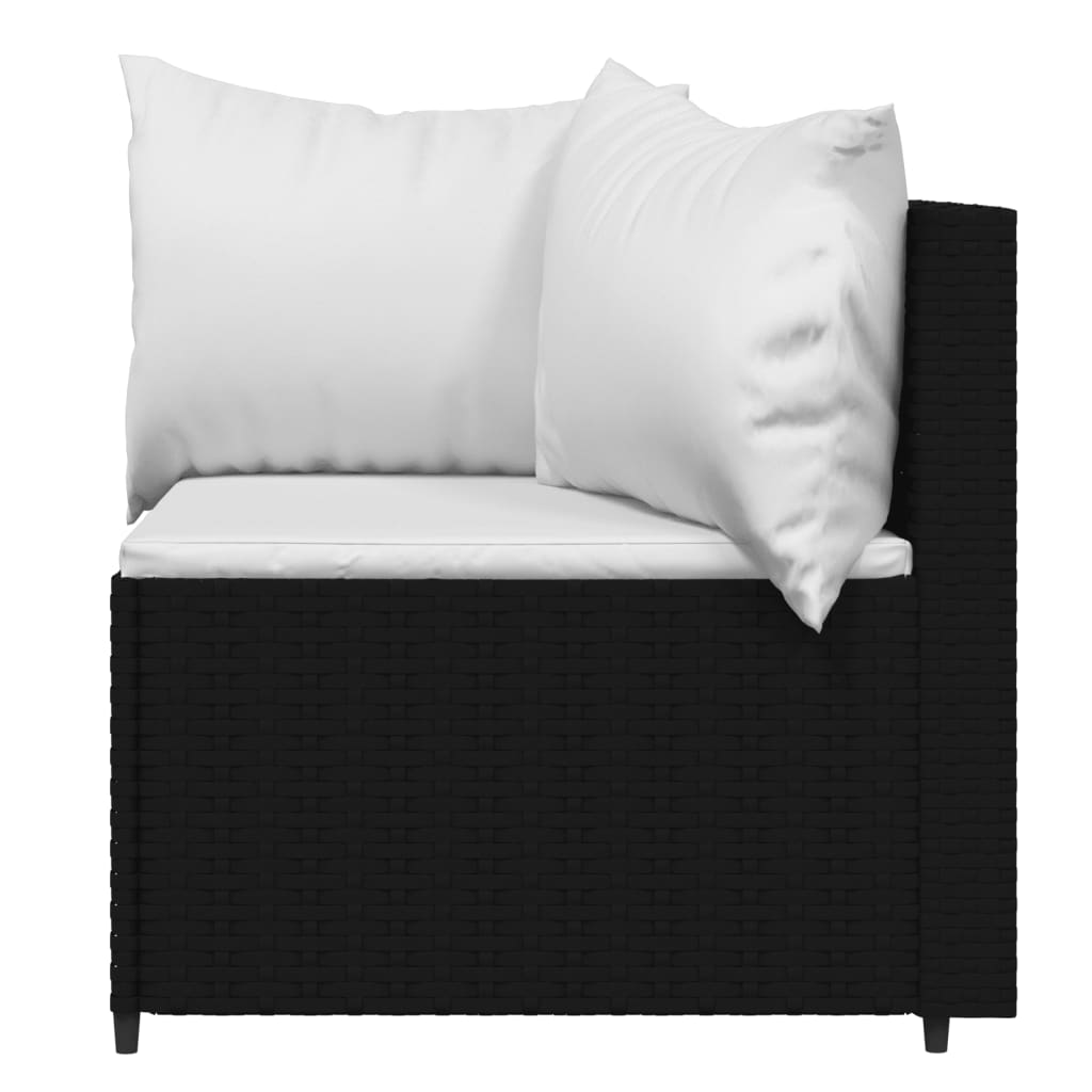 Corner garden sofas with cushions 2 pcs black PE rattan