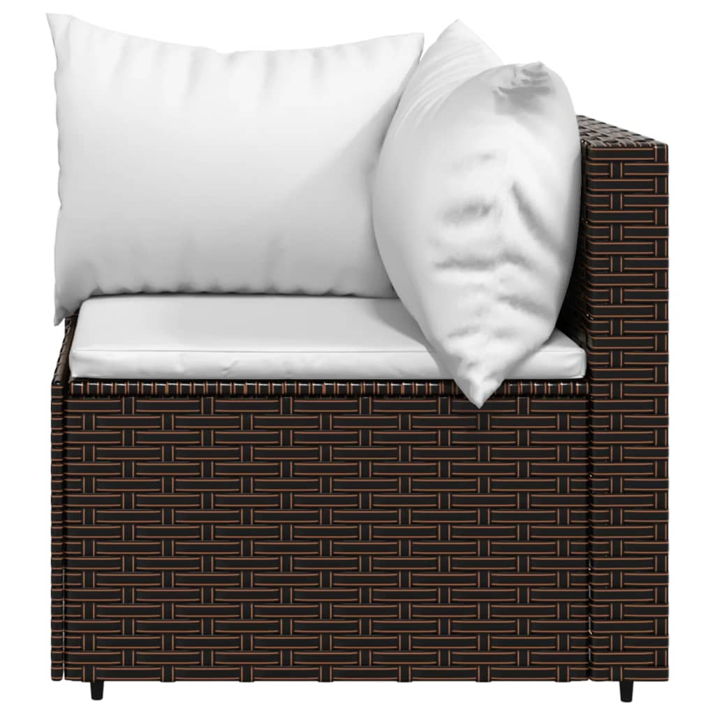 Corner garden sofa with brown PE rattan cushions