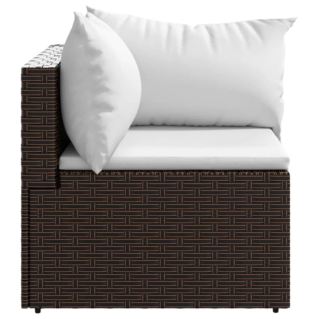 Corner garden sofas with cushions 2pcs brown PE rattan