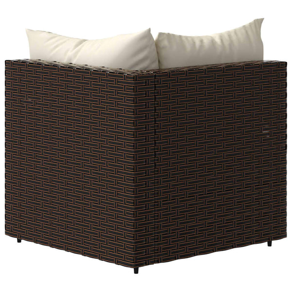 Corner garden sofas with cushions 2pcs brown PE rattan