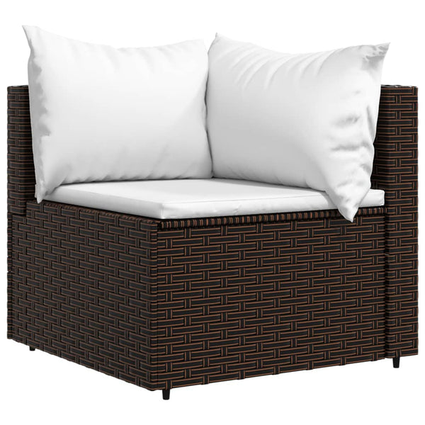 4 pcs garden lounge set with cushions brown PE rattan