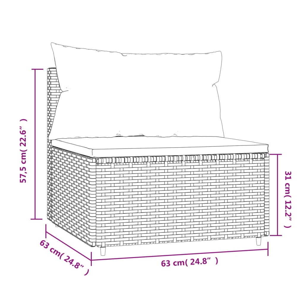 Garden sofa with brown PE rattan cushions