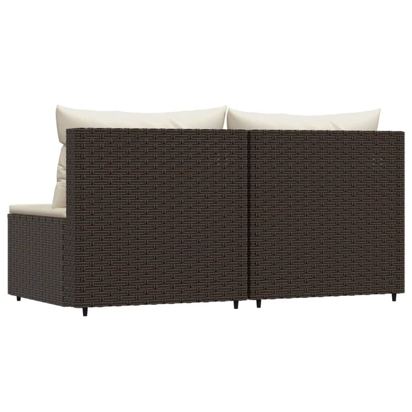 Garden sofas with cushions 2 pcs brown PE rattan