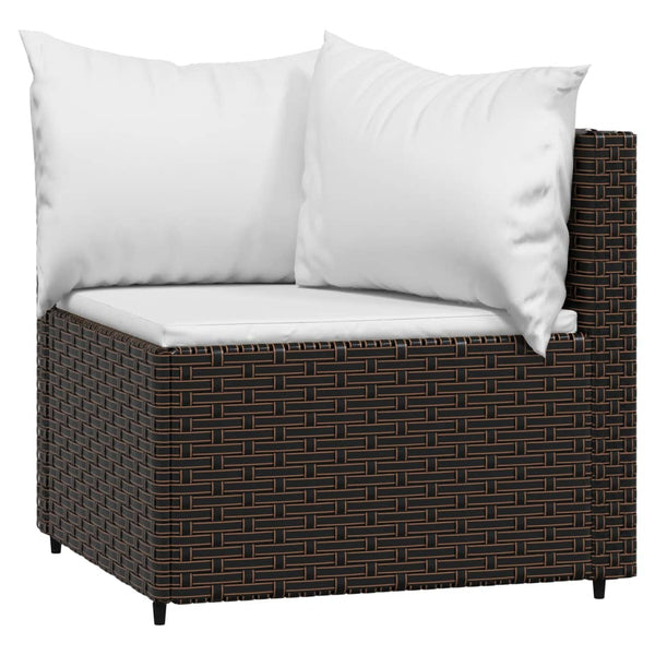 Corner garden sofas with cushions 2pcs brown PE rattan