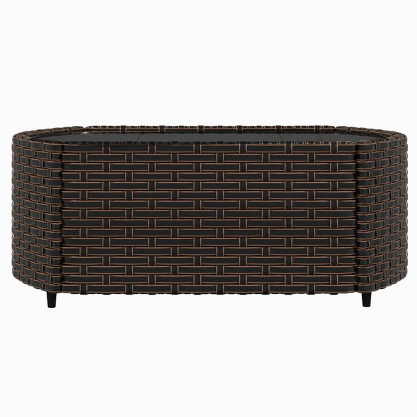 3 pcs conjunto lounge jardim c/ almofadões vime PE castanho