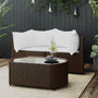 3 pcs garden lounge set with cushions brown PE rattan