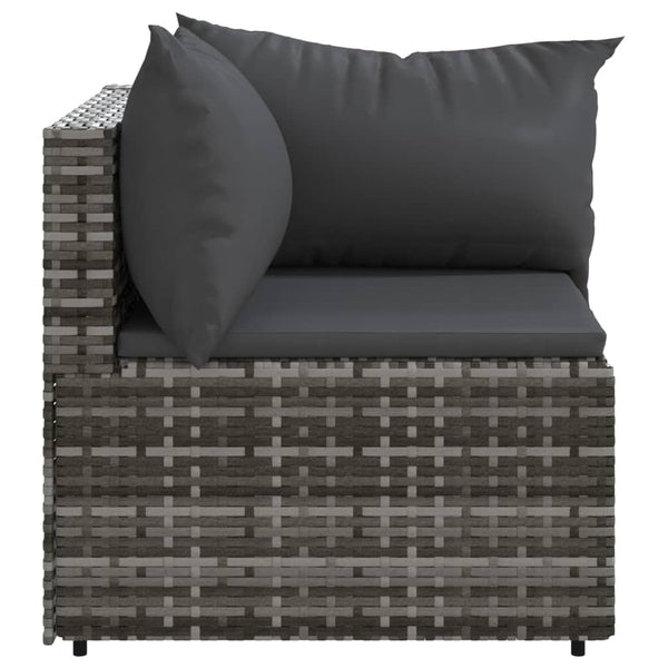 Corner garden sofa with gray PE rattan cushions