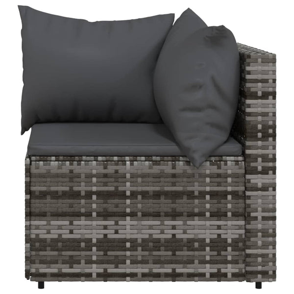 Corner garden sofa with gray PE rattan cushions