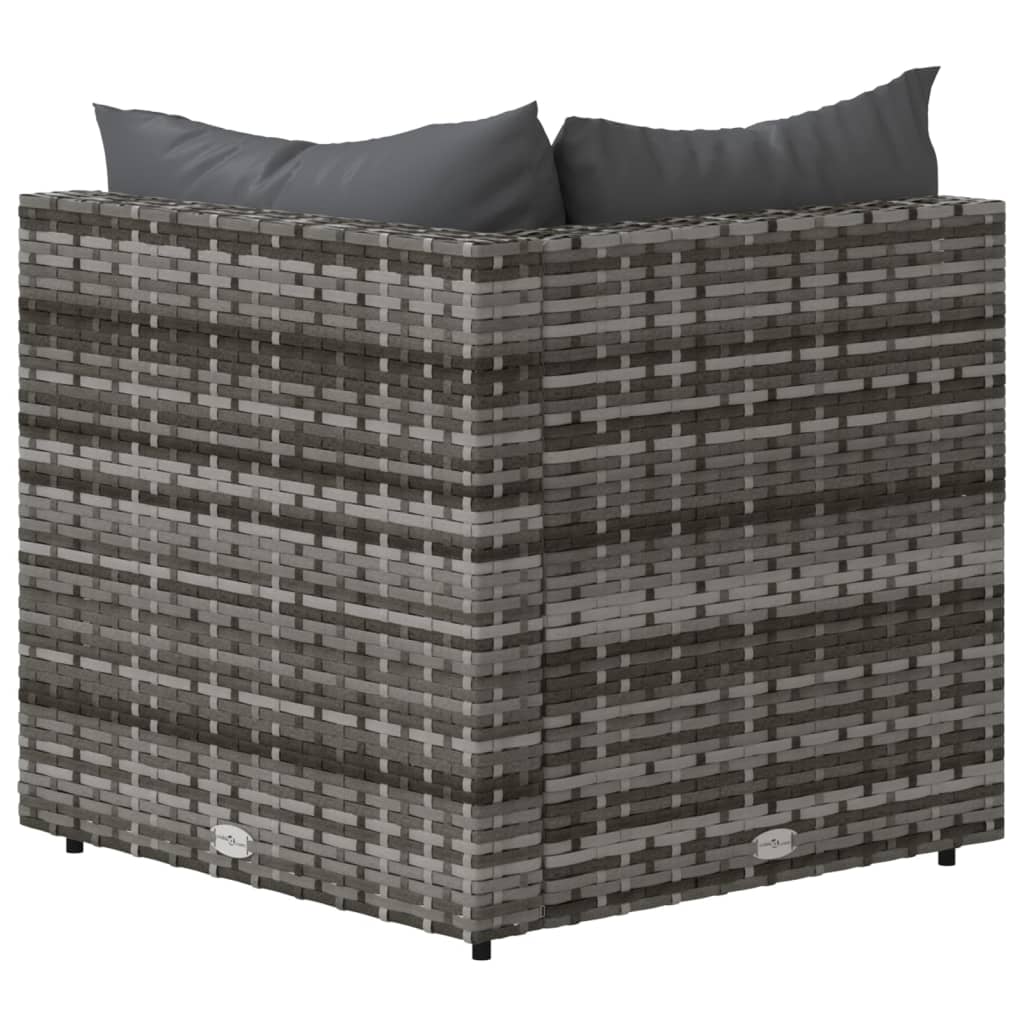 Corner garden sofa with gray PE rattan cushions