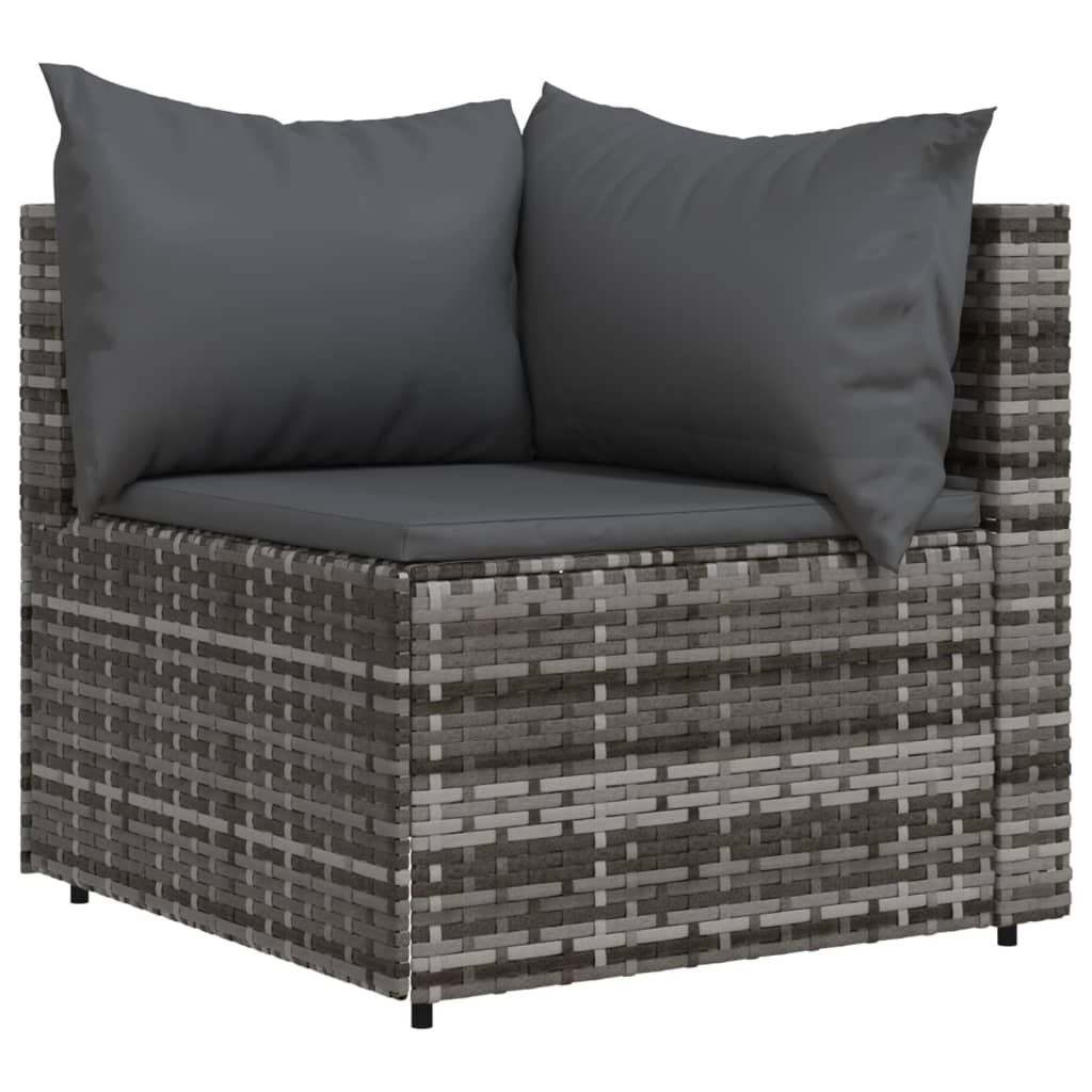 Corner garden sofas with cushions 2 pcs gray PE rattan