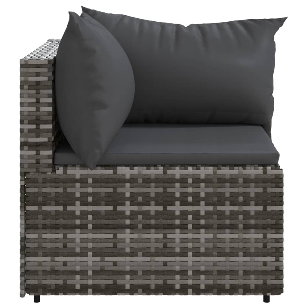 Corner garden sofas with cushions 2 pcs gray PE rattan