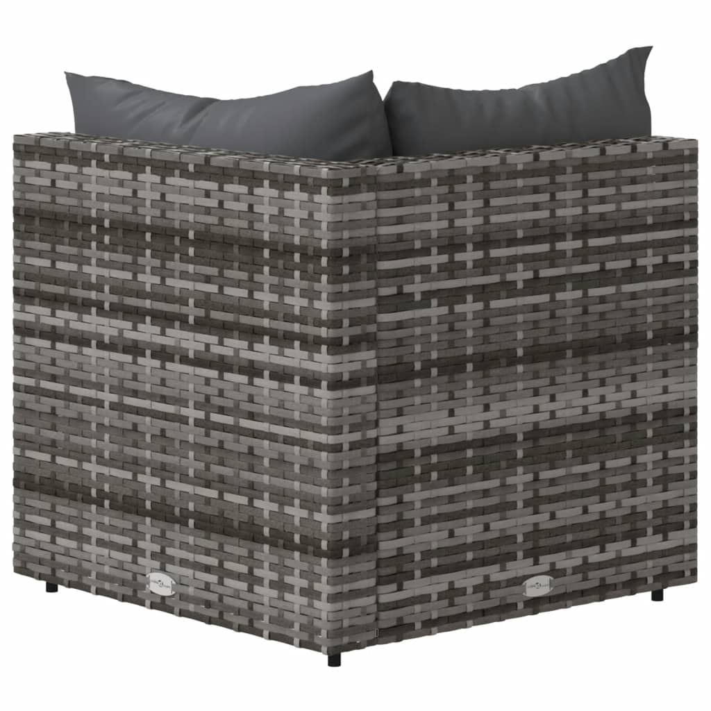 Corner garden sofas with cushions 2 pcs gray PE rattan