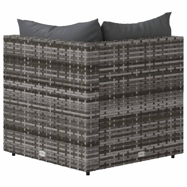 Corner garden sofas with cushions 2 pcs gray PE rattan