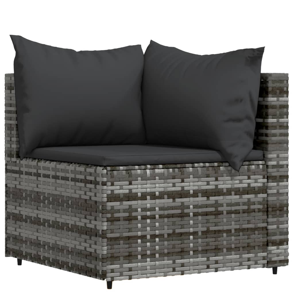 3 pcs garden lounge set with cushions gray PE rattan