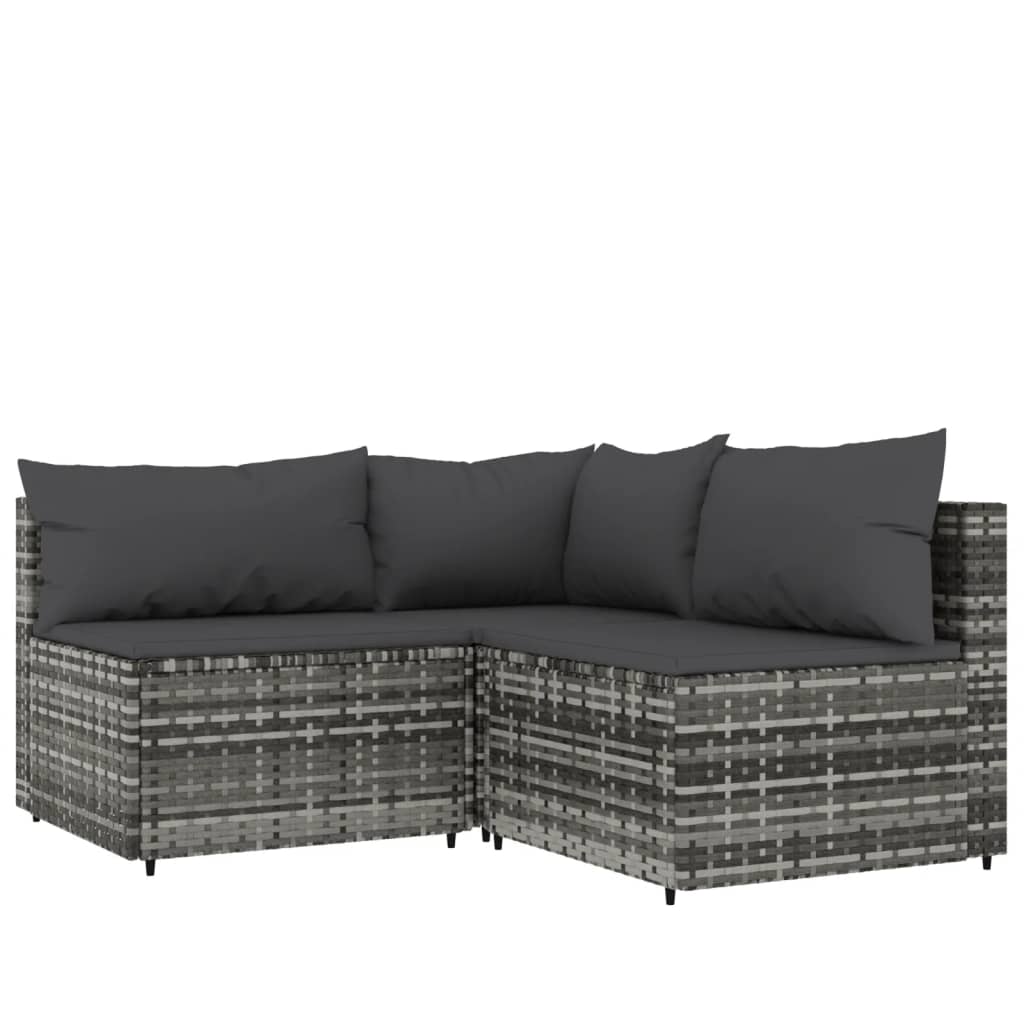 4 pcs garden lounge set with cushions gray PE rattan