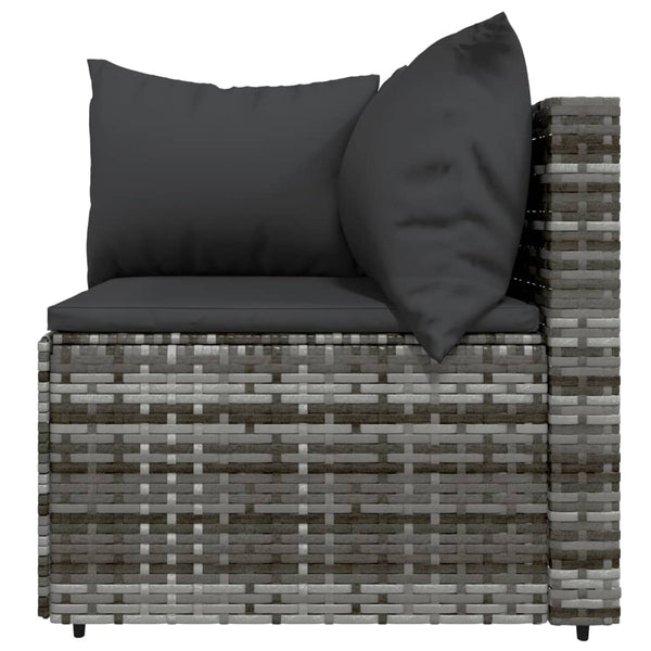 4 pcs garden lounge set with cushions gray PE rattan