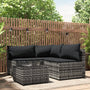 4 pcs garden lounge set with cushions gray PE rattan