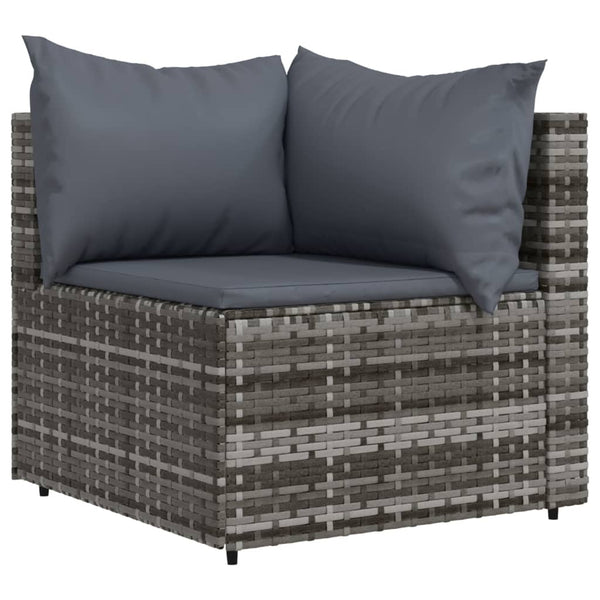 3 pcs garden lounge set with cushions gray PE rattan