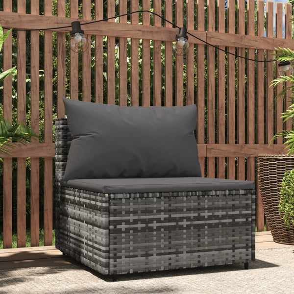 Garden sofa with gray PE rattan cushions