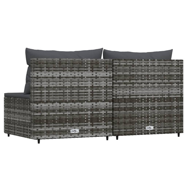 Garden sofas with cushions 2 pcs gray PE rattan