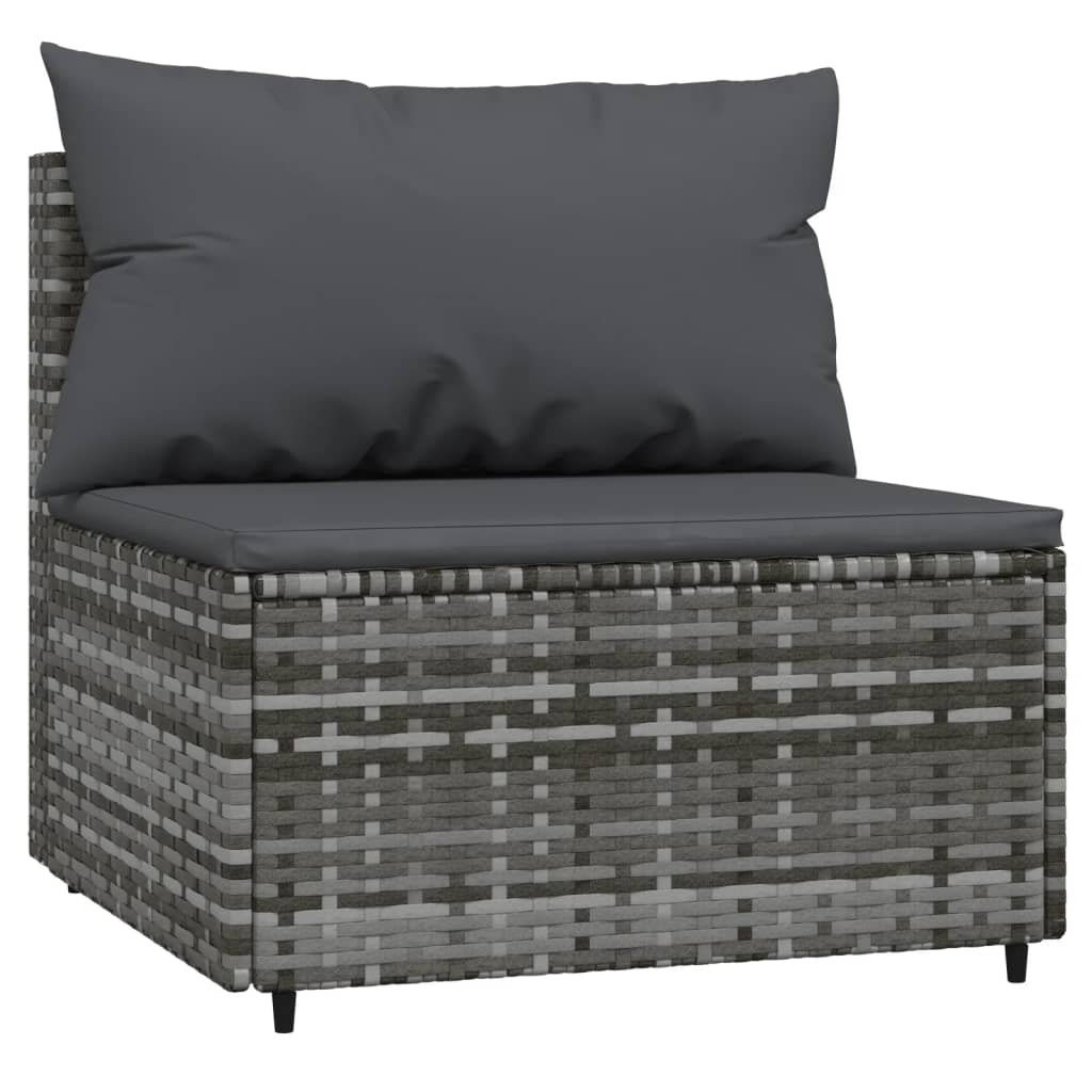 Garden sofas with cushions 2 pcs gray PE rattan