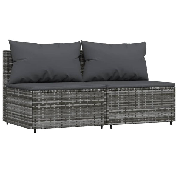 3 pcs garden lounge set with cushions gray PE rattan