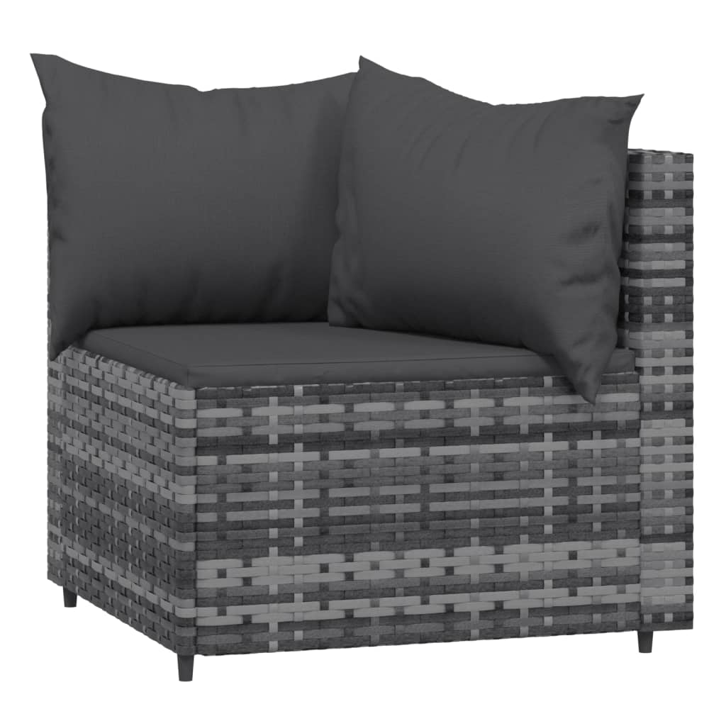 Corner garden sofas with cushions 2 pcs gray PE rattan