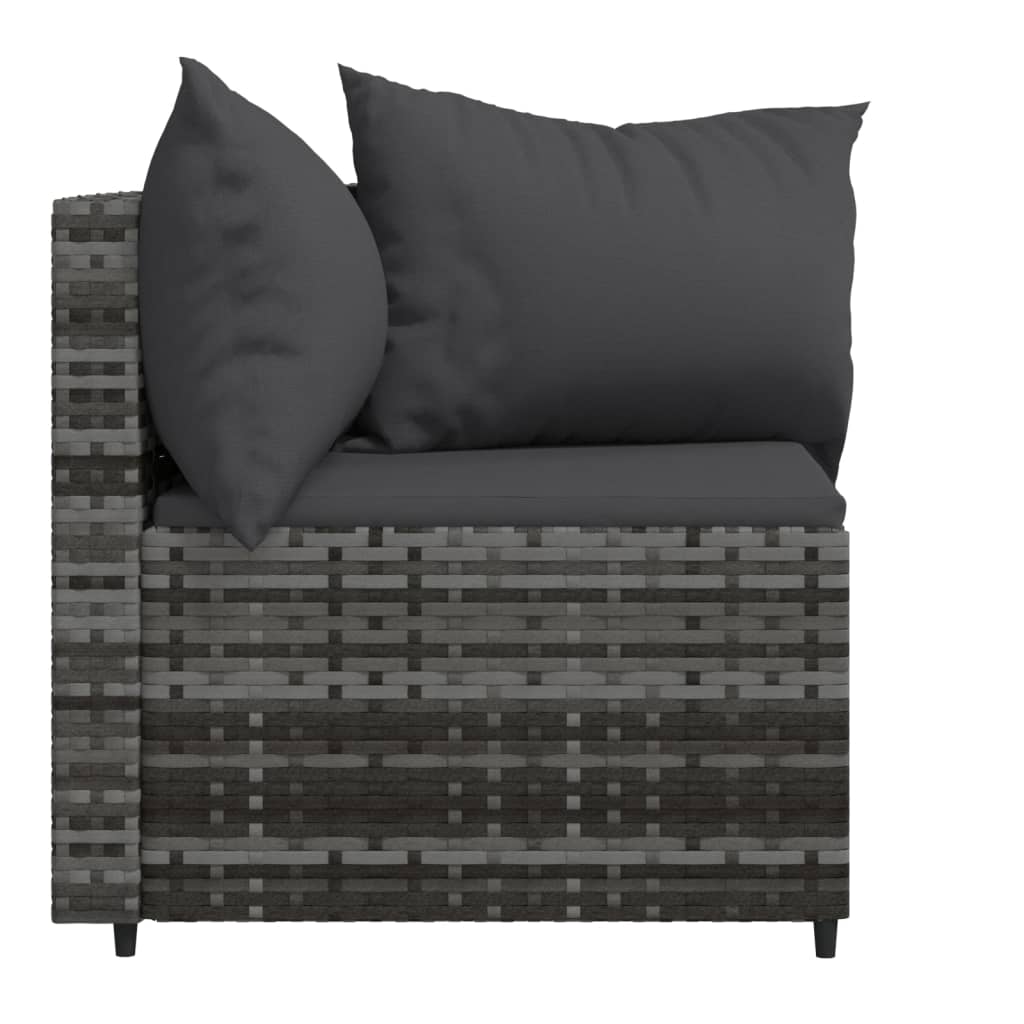 Corner garden sofas with cushions 2 pcs gray PE rattan