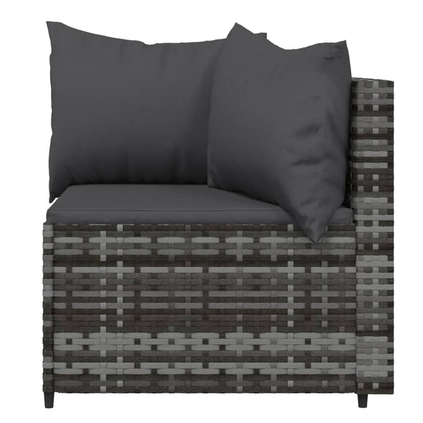3 pcs garden lounge set with cushions gray PE rattan