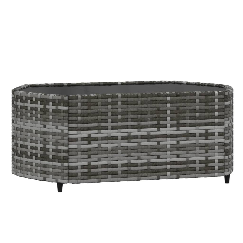 3 pcs conjunto lounge de jardim c/ almofadões vime PE cinzento