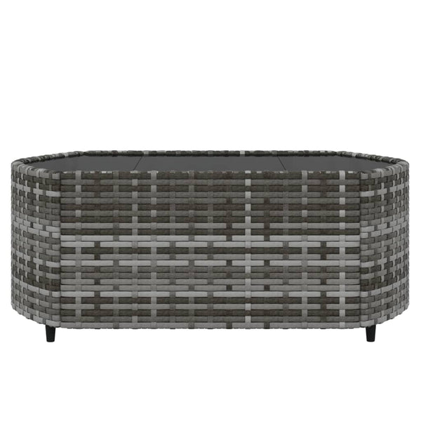 3 pcs conjunto lounge de jardim c/ almofadões vime PE cinzento