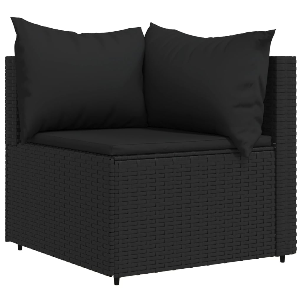 Corner garden sofas with cushions 2 pcs black PE rattan