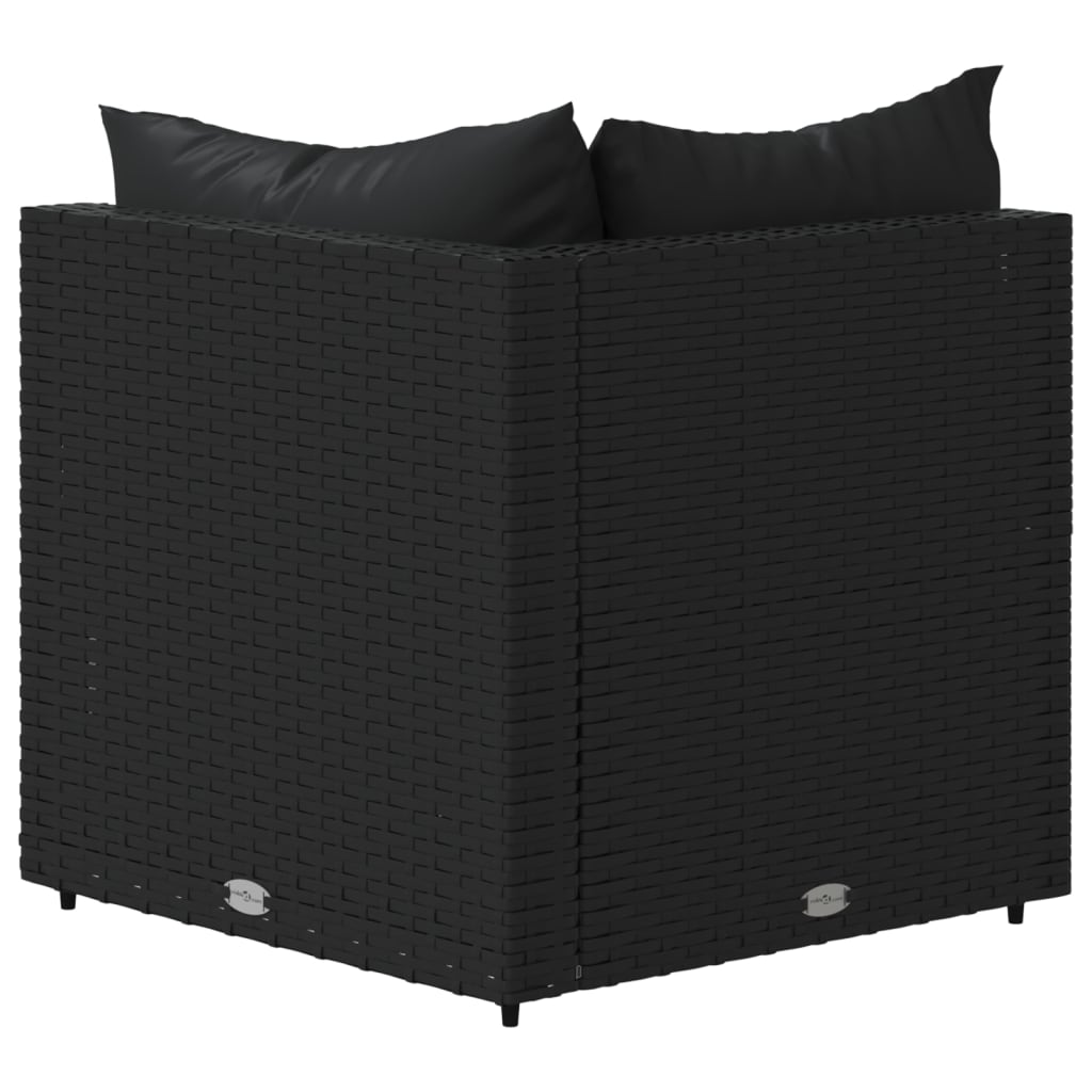 Corner garden sofas with cushions 2 pcs black PE rattan