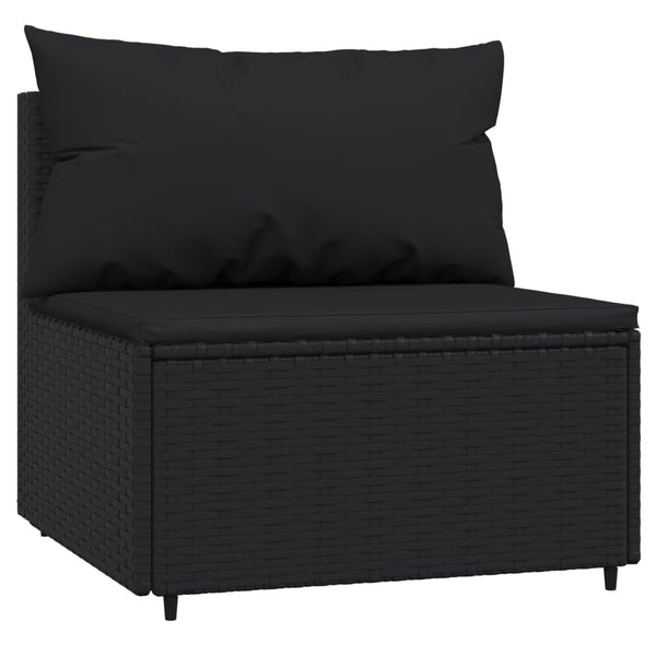 3 pcs garden lounge set with cushions black PE rattan