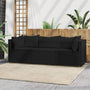 3 pcs conjunto lounge de jardim c/ almofadões vime PE preto