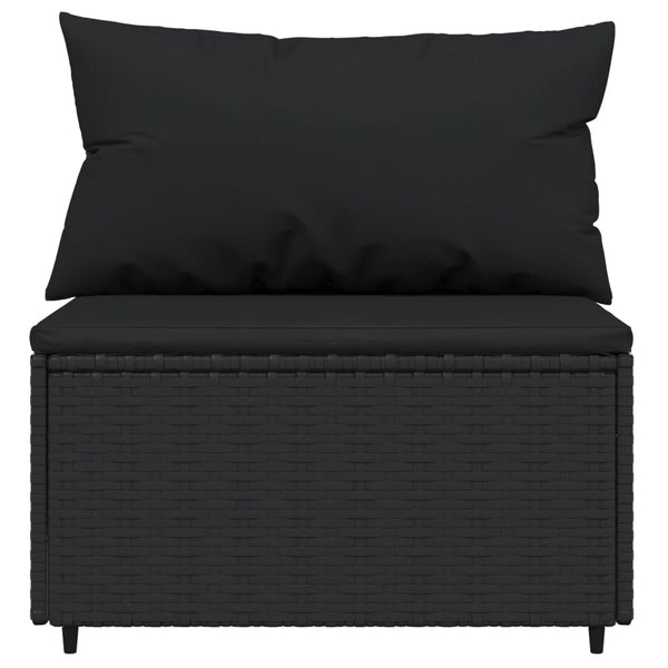 Garden sofa with black PE rattan cushions