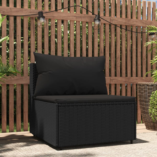 Garden sofa with black PE rattan cushions