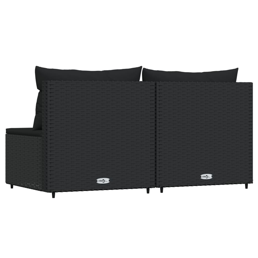 Garden sofas with cushions 2 pcs black PE rattan