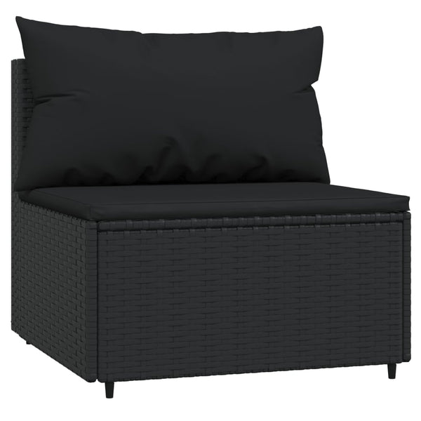 Garden sofas with cushions 2 pcs black PE rattan