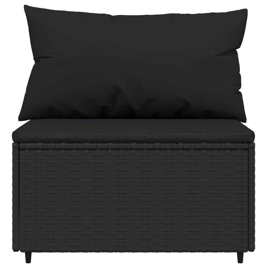 Garden sofas with cushions 2 pcs black PE rattan