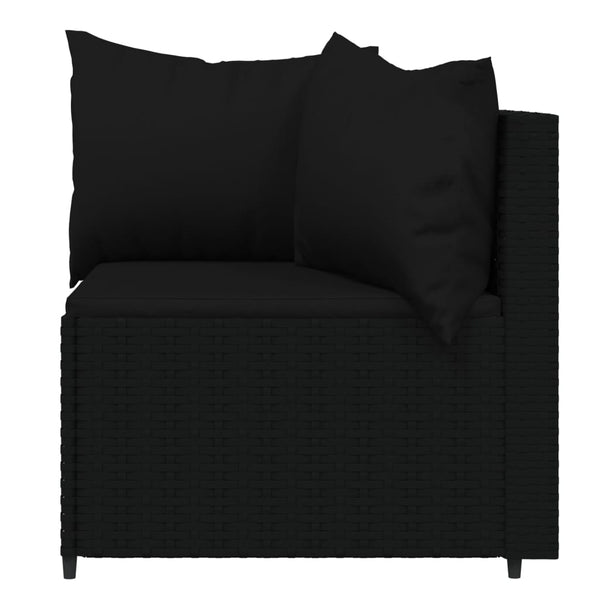 Corner garden sofas with cushions 2 pcs black PE rattan