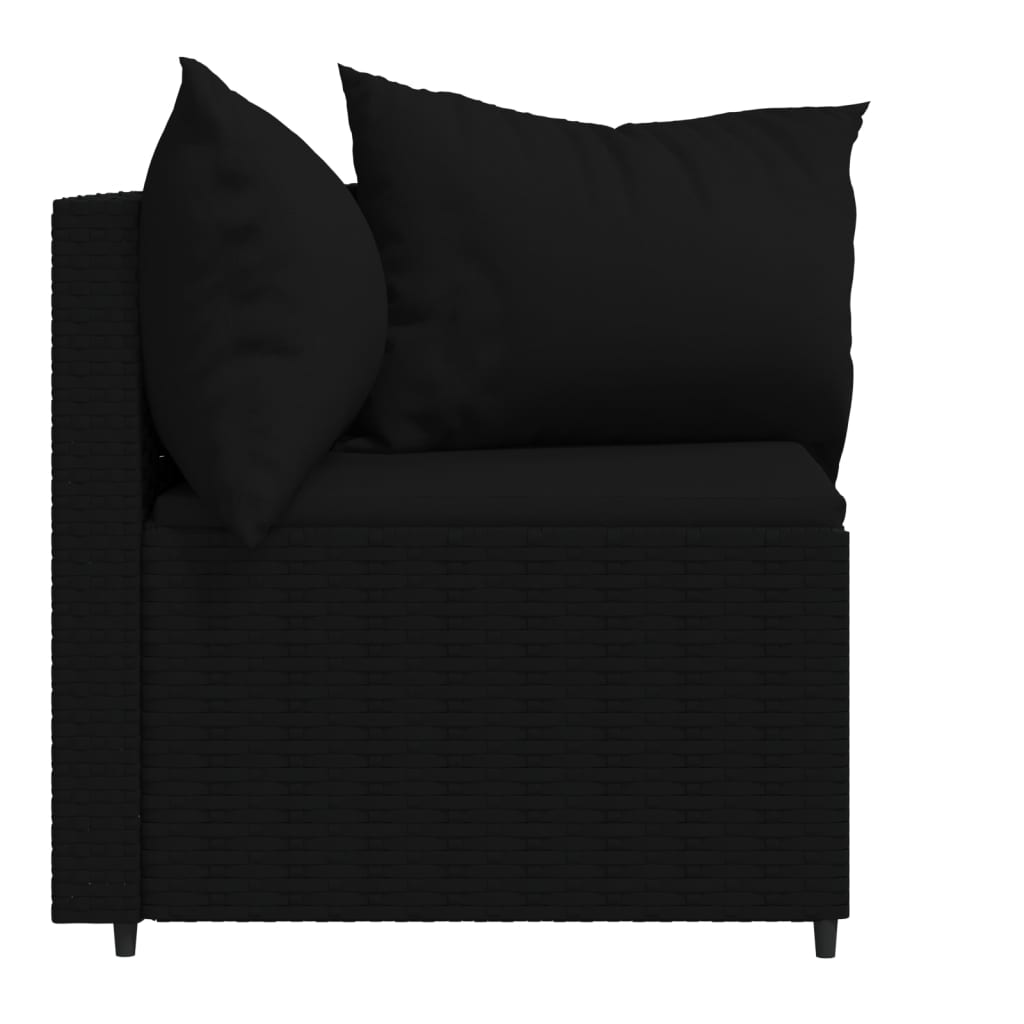 Corner garden sofas with cushions 2 pcs black PE rattan