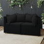 Corner garden sofas with cushions 2 pcs black PE rattan