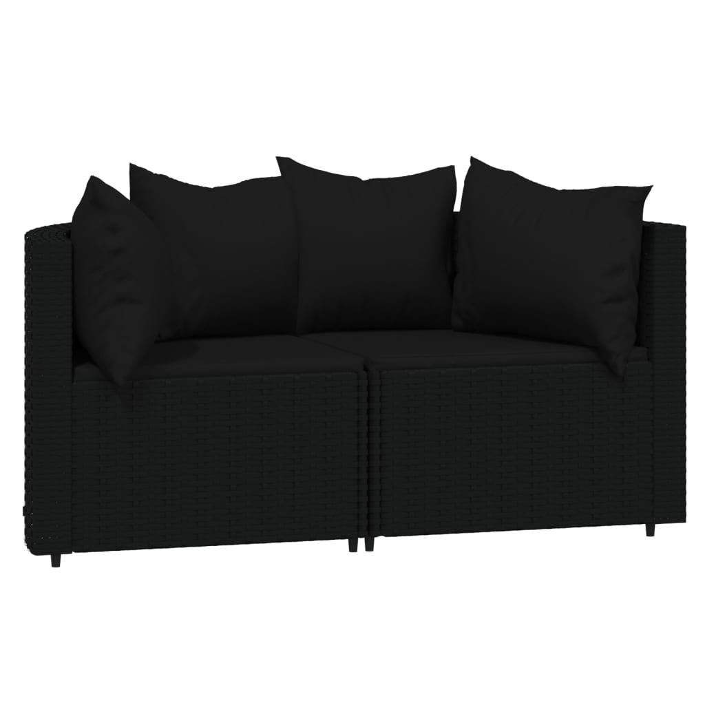 3 pcs garden lounge set with cushions black PE rattan