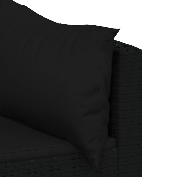 3 pcs garden lounge set with cushions black PE rattan