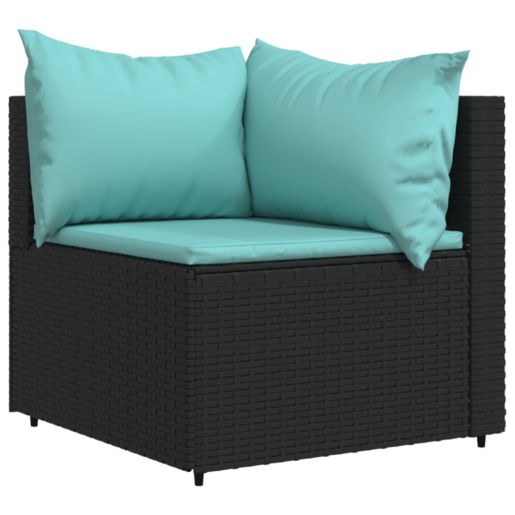 Corner garden sofas with cushions 2 pcs black PE rattan