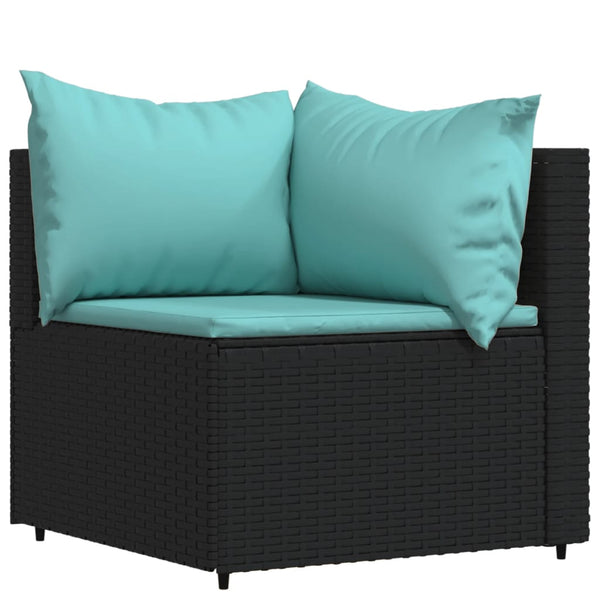 3 pcs garden lounge set with cushions black PE rattan