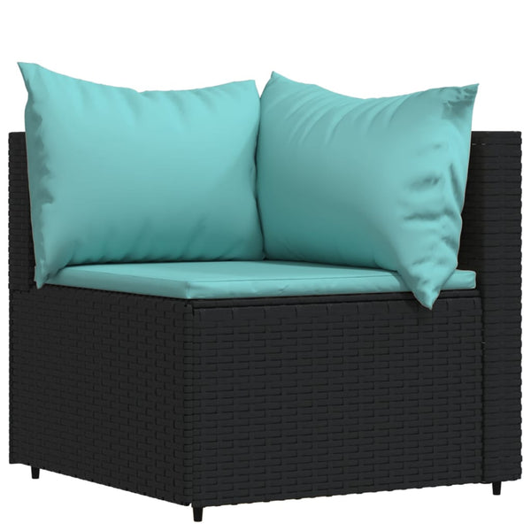 4 pcs garden lounge set with cushions black PE rattan