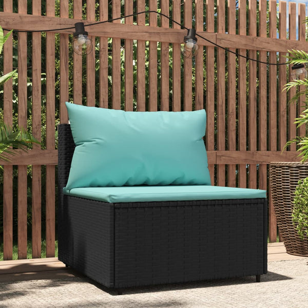 Garden sofa with black PE rattan cushions