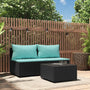 3 pcs garden lounge set with cushions black PE rattan